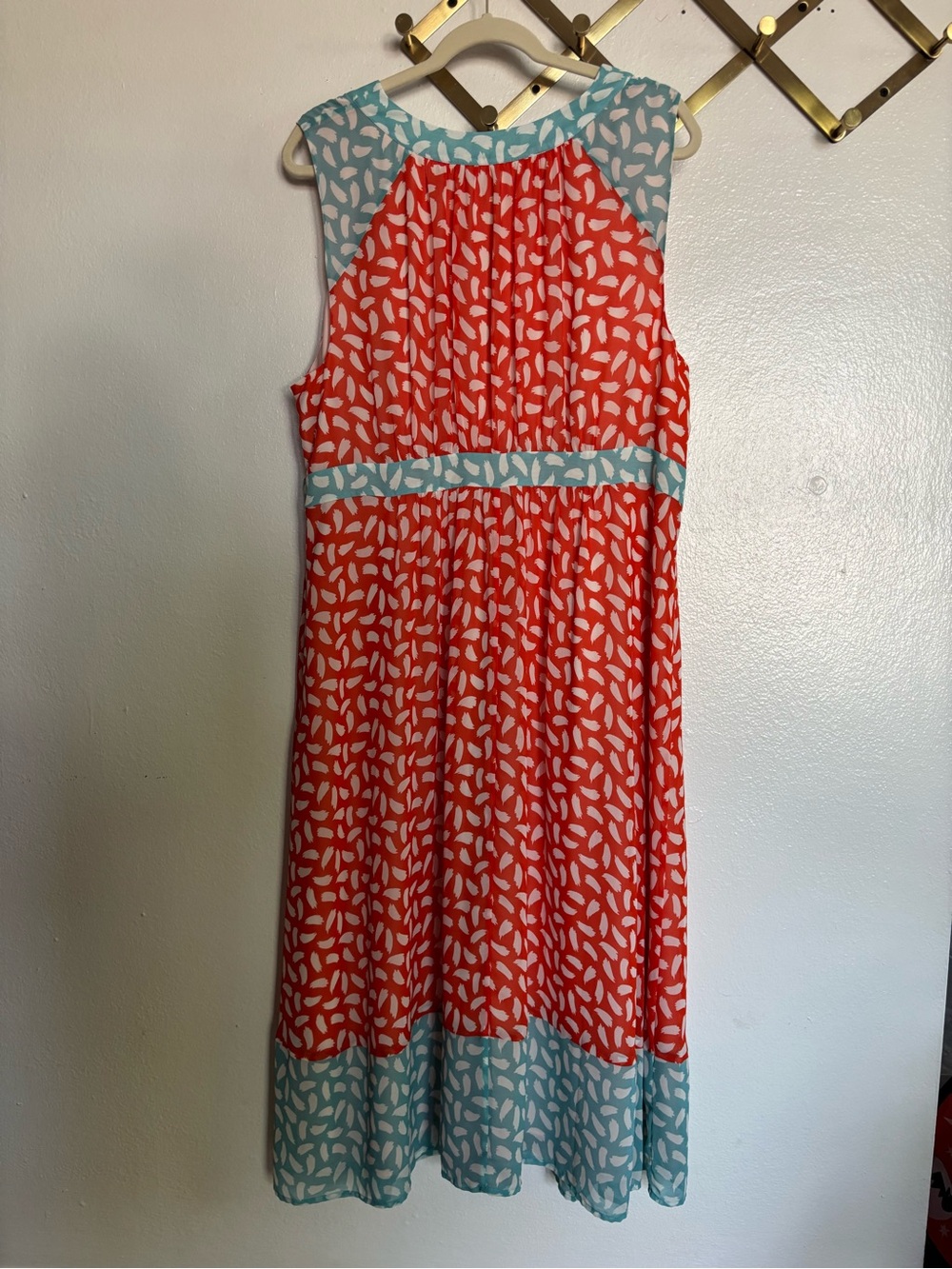 Boden Coral and Light Blue Printed Sleeveless Dress